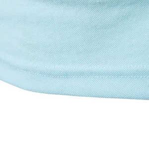 Chemise rayée bleu et blanc sur mesure, manches courtes, en coton tricoté, polo à impression numérique, décontractée et professionnelle - Product Image 2