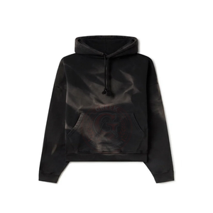 Men's Garment Washed Hoodie Soft Cotton Blend Pullover with <b>Retro</b> Inspired Look for Everyday Street Fashion - Product Image 1