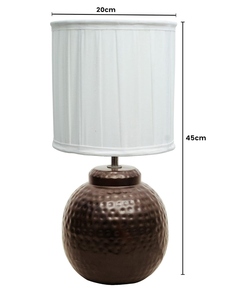 Latest design Hammered Bronze Table Lamp Modern Pleated <b>White</b> Fabric Shade Vintage Metal <b>Bedside</b> Light Nightstand Home Decor - Product Image 3