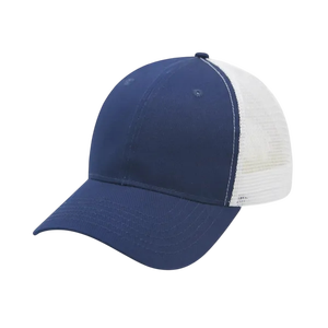 Custom Leather Patch Logo Classic 6 Panel Pre-Curved Brim Mesh Snap Back 112 Trucker Hat Cap 6 Panels Trucker Cap - Product Image 5