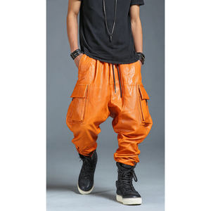 กางเกงคาร์โก้หนัง PU สำหรับผู้ชาย ทรงเอวติดกระดุม สไตล์สตรีท  รักษ์โลก ระบายอากาศได้ดี คุณภาพสูง - Product Image 4