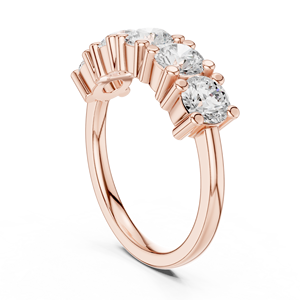 Bague pour femme en moissanite ronde brillante à cinq pierres - Finition or rose 14 carats - Bague classique de promesse ou de fiançailles - Product Image 4