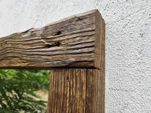 Rustic Reclaimed Solid Wood Wall <b>Mirror</b> <b>Square</b> Farmhouse Thick Timber Framed Accent <b>Mirror</b> Vintage Country Living Room Decor Art - Product Image 5