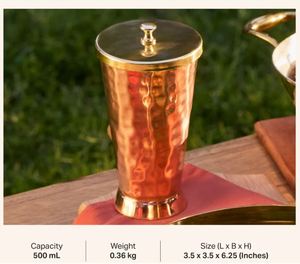 Copper Double Wall Tumbler with Straw and Handle-Eco-Friendly Health Beverage <b>Container</b> - Product Image 2