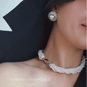 Collier en perles d'eau douce haut de gamme Lulutong 8-9 mm, chaîne de clavicule, poudre transparente, argent pur pour une sensation de luxe léger - Product Image 4