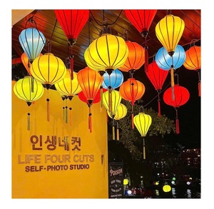 Colorful Silk Fabric <b>Lanterns</b> Traditional Mid-Autumn Festival Hanging Decoration - Product Image 1