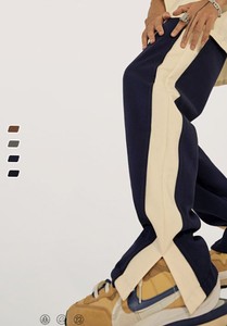 Pantalon de jogging décontracté pour homme, léger, taille mi-haute, avec fermeture éclair et bande latérale, 100 % coton - Product Image 2