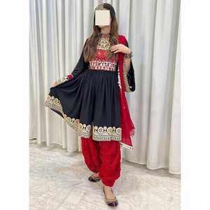 2026 New Trending Afghani Dresses Women's Frock Set Lace High Waist Breathable MultiColor Knee-Length Custom <b>Size</b> Casual - Product Image 4