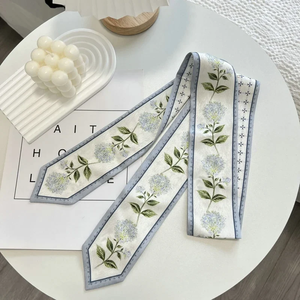 Cinta de pelo de seda larga con estampado floral de alta calidad, lazo para el pelo, cinta de satén vintage, accesorios para el cabello para mujer - Product Image 5