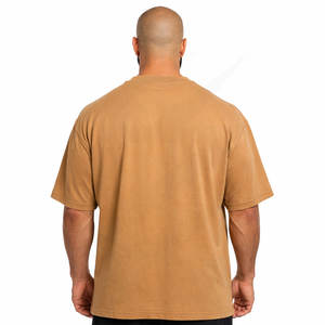 T-shirts vintage pour hommes en jersey de coton gris délavé teinté pigmentaire haut de gamme 260 g/m² avec bords effilochés style streetwear - Product Image 4