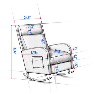 Sedia a Dondolo Moderna in Ciniglia con Gambe in Metallo e Tasca Laterale per Oggetti del Bambino: Comfort e Funzionalità - Product Image 2