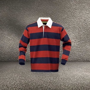 Chemise de rugby à manches longues rayée pour homme avec col polo, coupe classique, vêtements pour toutes les saisons - Product Image 5