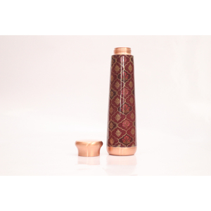 Bouteille d'eau artisanale en cuivre pur avec design imprimé de qualité supérieure, bouteille ayurvédique pour la santé et les cadeaux écologiques - Product Image 4