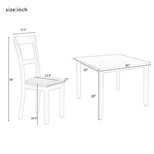 Set da Pranzo Industriale in Legno Espresso con 5 Pezzi: Tavolo da Cucina e 4 Sedie per Sala da Pranzo - Product Image 6
