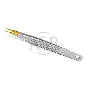 Straight White Gold Tweezers With Heart Cut Out Stainless Steel Beauty Instrument <b>Eyelash</b> Extension <b>Applicator</b> - Product Image 3