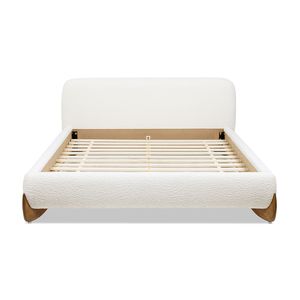 Cama Queen Moderna Estilo Alpino con Plataforma, Tapizada en Bouclé Blanco Marfil - Product Image 6
