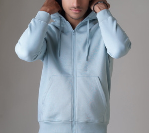 Sudadera con capucha personalizada de clase Elite para hombre, con cremallera, de algodón grueso, forro polar, lisa, transpirable, cómoda, estilo urbano. - Product Image 4