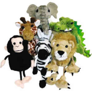Juego de 6 Marionetas de Animales Salvajes Súper Suaves, Juego de 10 Piezas de Peluche con Relleno de Algodón PP para Celebraciones de Cumpleaños - Product Image 1