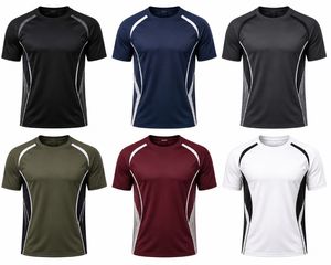 Camiseta Deportiva de Manga Corta para Hombre, Cuello Redondo, Blanca, Negra y Gris, de Secado Rápido, Ajustada, Tejida en Poliéster/Algodón - Product Image 5