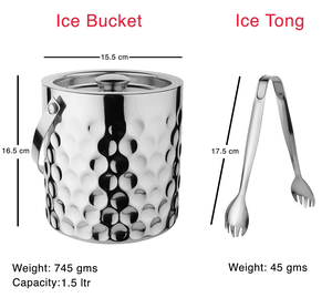 Cubo de Hielo de Acero Inoxidable con Pinzas - Cubo de Hielo de 1500 ml para Bar y Hogar, Cubo de Hielo Premium, Accesorios de Bar para el Hogar, Plateado, 1.5 L - Product Image 3
