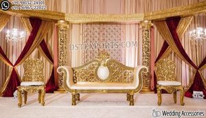 Maharaja Style White-<b>Gold</b> Furniture For Hindu Weddings Elegant Wedding Reception <b>Sofa</b> Set Elegant Wooden Couple <b>Sofa</b> For Shagun - Product Image 2