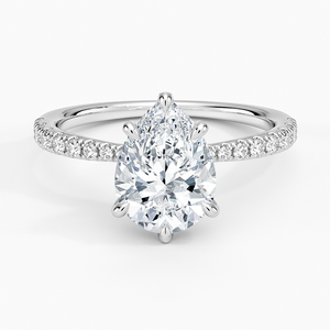 Anillo de Compromiso Solitario BOJ con Moissanita de Corte Pera de 2ct, Chapado en Oro Blanco de 14K, Color D, Claridad VVS1, 36 Piedras Laterales Engastadas en Puntas, Certificado GRA - Product Image 1