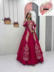 Pure Vichitra Sequence Work Lehenga ShrugSet Vichitra Silk Heavy Sequence & Thread Embroidery Work Top Lehenga With <b>Shrug</b> Set - Product Image 2