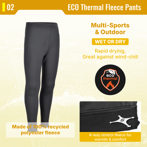 Pantalon thermique en polaire recyclé Aropec ECO pour enfants, UPF 50+, extensible dans 4 directions, séchage rapide, leggings pour sports nautiques pour enfants, OEM/ODM - Product Image 3