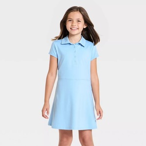 Robe polo rouge à manches courtes pour filles, en coton tricoté, uniforme scolaire primaire - Product Image 4