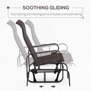 Sedia a dondolo leggera marrone con braccioli scorrevoli per patio esterno e giardino, ideale per il relax - Product Image 4