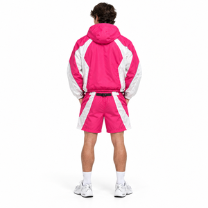 Conjunto de Chaqueta Cortavientos con Capucha Rosa y Pantalones Cortos para Mujer, Ropa Deportiva Ligera de Dos Piezas, Logotipo Personalizado, Ropa Urbana - Product Image 4