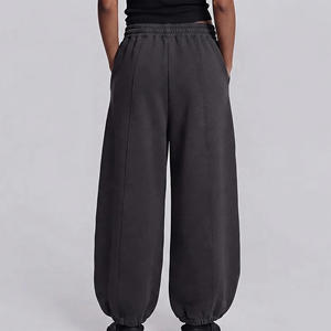 Fashionable Top Quality 100% Cotton Fleece <b>Cuffed</b> Bottom Baggy Style <b>Jogger</b> Pants High Waist Solid Color Winter Wear Sweat pant - Product Image 3