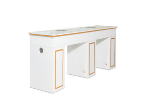 Prix d'usine Vente en gros de table moderne à double clou en MDF du Vietnam pour meubles de salon de manucure Bureau de salon de manucure Dessus en marbre - Product Image 3