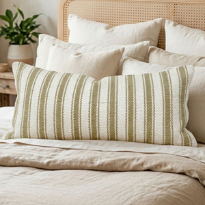 Funda de cojín lumbar grande de 30 × 80 cm, tejida a mano, con rayas verticales, para cama larga, cojín decorativo para sofá - Product Image 1