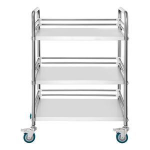Carrello da Laboratorio a 3 Ripiani in Acciaio Inossidabile Resistente, Carrello di Servizio per Cliniche con Ruote Bloccabili, Mobile per Ospedali - Product Image 5
