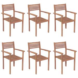 Ensemble de 6 chaises de patio en teck fin beige, meubles de jardin de taille moyenne - Product Image 3