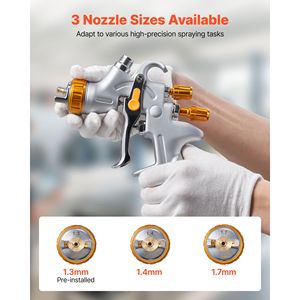 Pistola de Pulverización de Aire HVLP de 600 ml, Pulverizador de Pintura Automático con 3 Boquillas (1.3/1.4/1.7 mm), Alimentación por Gravedad, Capacidad de 600 ml, Pistolas de Pulverización Eléctricas - Product Image 3