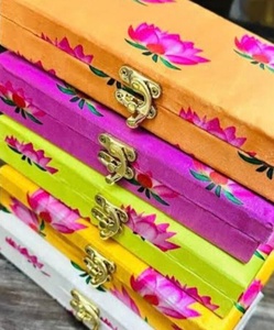 Elegant Handcrafted Silk Jewelry <b>Box</b> Stunning Pink Lotus <b>Floral</b> Print On Vibrant Fabric Multi Purpose Utility <b>Box</b> - Product Image 1