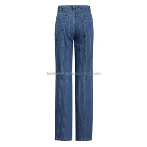 Jeans streetwear décontractés taille haute amples pour femmes, pantalons jeans vintage à jambes larges et longues, pantalons courts pour femmes - Product Image 3