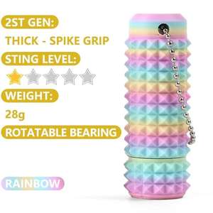 Llavero Antiestrés Estilo Punk de 2.ª Generación, 28g, con Púas Gruesas Azul-Verde, Agarre Giratorio, Rodamiento, Masajeador de Palma, Cuatro Puntas - Product Image 4