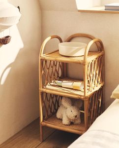 <b>Minimalist</b> Rattan Nightstand Scandinavian Inspired Wooden <b>Bedside</b> <b>Table</b> With Natural Cane Drawer Design - Product Image 3
