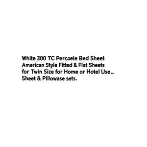 Ensemble de draps en percale blanc 300 TC, style américain, draps-housses et draps plats pour lit simple, pour la maison ou l'hôtel - Product Image 2