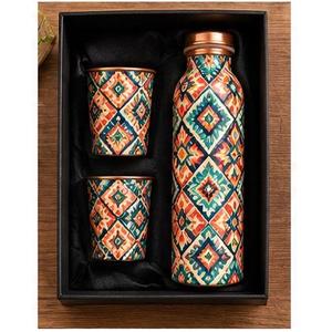 Copper Water Bottle Set with Lid Contemporary Design <b>Large</b> Capacity Eco-Friendly Portable Drinkware <b>Gift</b> <b>Boxed</b> - Product Image 1