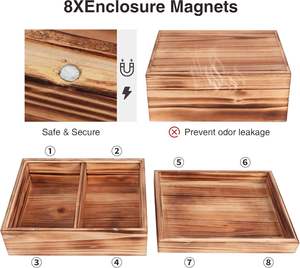 Boîte de rangement en bois rustique personnalisée avec couvercle, boîtes décoratives en bois, boîte de rangement en bois - Product Image 3