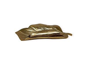 Bandeja de Lujo con Hojas Metálicas Doradas, Plato Decorativo de Aluminio para Joyas y Adornos, Centro de Mesa Elegante, Frutero Decorativo - Product Image 1