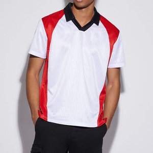 เสื้อโปโลคอวีเสื้อฟุตบอลเสื้อฟุตบอลเสื้อถักลายปักสีตัดกัน - Product Image 3