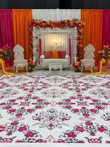 Columpio Blanco para Decoración de Ceremonias de Mehndi y Haldi con Cortinas y Arreglos Florales, Decoración Elegante para Fiestas de Henna, Columpio Jhula - Product Image 6