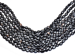 Cuentas sueltas ovaladas lisas de ónix negro natural de 7x10 mm, piedra preciosa semipreciosa para la fabricación de joyas. - Product Image 4