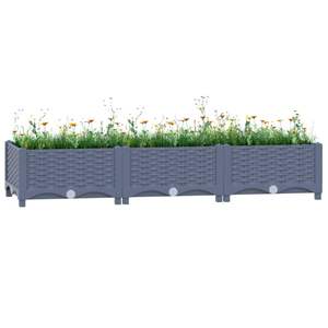 Jardinière surélevée en polypropylène bleu gris durable 47,2 x 15,7 x 9,1 po pour pots de fleurs et jardinières - Product Image 1