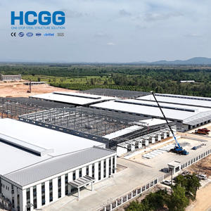 Structure en acier léger préfabriquée pour bâtiment industriel, entrepôt à portée unique avec poutres en H et colonnes en boîte - Product Image 1